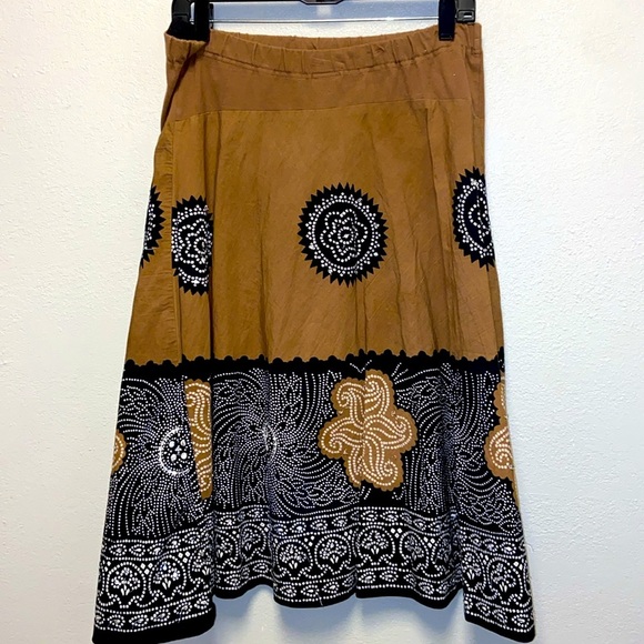 Motherhood Maternity Size Small Brown Black Patterned Bohemian Full Skirt 4997 - Picture 5 of 9